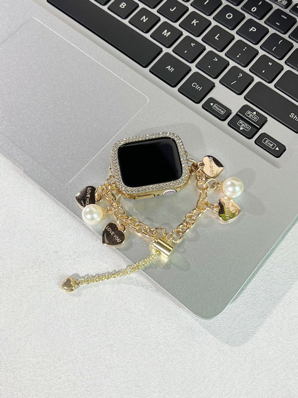 Трансгранично приложима гривна за Apple Apple Watch с перлено сърце, семпла каишка за iWatch от висок клас