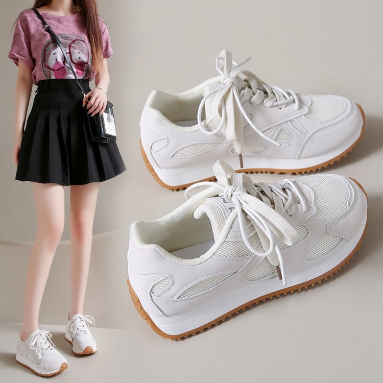 Minkštos odos storapadis tėčio batai, tinkliniai, kvėpuojantys, spalvą atitinkantys sportiniai laisvalaikio batai moterims, 2025 m. naujas stilius, patogūs ir universalūs „Forrest Gump“ batai