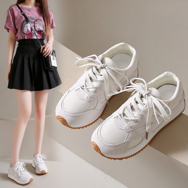 Minkštos odos storapadis tėčio batai, tinkliniai, kvėpuojantys, spalvą atitinkantys sportiniai laisvalaikio batai moterims, 2025 m. naujas stilius, patogūs ir universalūs „Forrest Gump“ batai