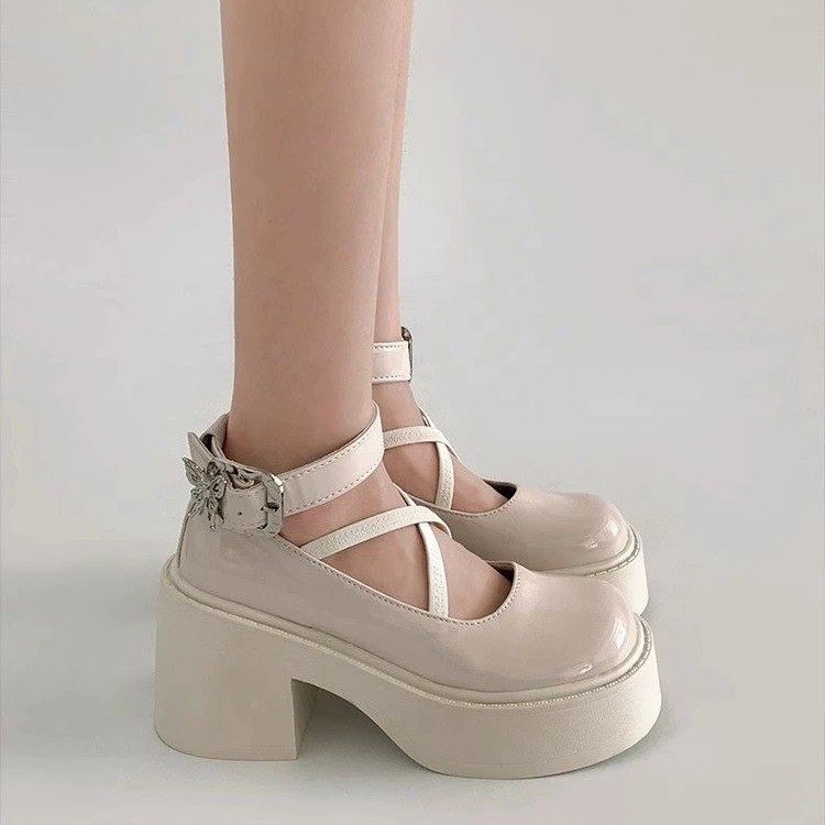 Fėjų stiliaus sekli vienguba avalynė moterims, 2025 m. rudens nauji apvalūs pirštai vidutinio kulno patogūs madingi Mary Jane bateliai su vienu dirželiu