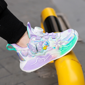 Παιδικά Παπούτσια Παιδικά Αθλητικά Παπούτσια με Κουμπιά 2025 Άνοιξη και Φθινόπωρο Νέο Στυλ Καρό Απορροφητικά Παπούτσια Τρεξίματος με Διχτυωτό Υλικό, Αντιολισθητικά και Αναπνέοντα