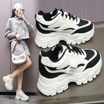 Vidinio aukščio padidinimo moteriški batai, maži rudeniniai, stori apatinio aukščio padidinimo laisvalaikio „Torre“ sportbačiai 2025 m., nauji moteriški 8 cm platforminiai batai su tortu