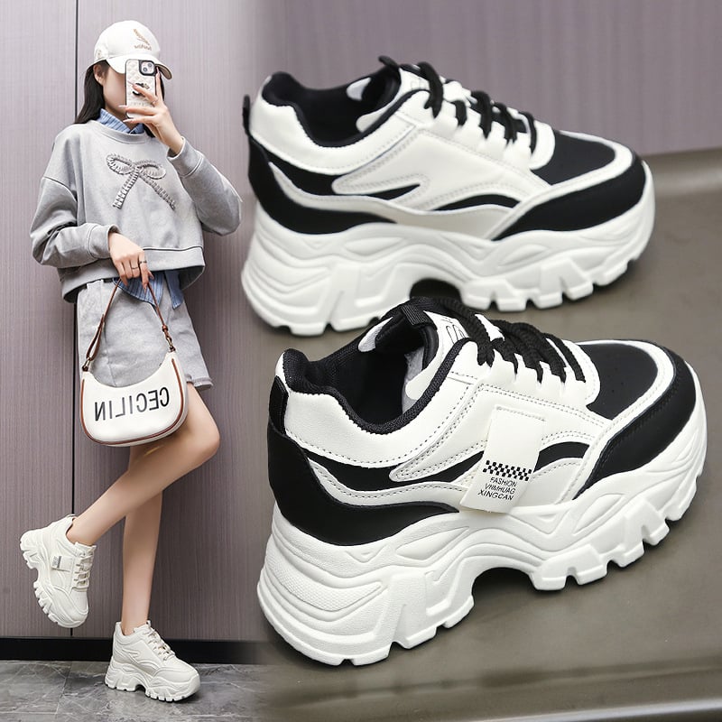 Pantofi sport damă cu platformă de 8 cm, mărire înălțime interioară, mici, toamnă, cu fund gros, mărire înălțime, casual, Torre, 2025, pentru femei, noi, tort