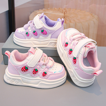 Animacinių filmukų mergaitiški bateliai, pavasariniai maži balti bateliai, 2025 m. pavasario nauji vaikiški minkštapadiai laisvalaikio sportiniai bateliai.