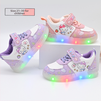 Naiste väikesed valged kingad, multifilmilikud KT kassikujulised kingad, lauakingad, spordijalatsid tüdrukutele 1-3-aastastele pehme tallaga väikelapse kingad kevadeks ja sügiseks