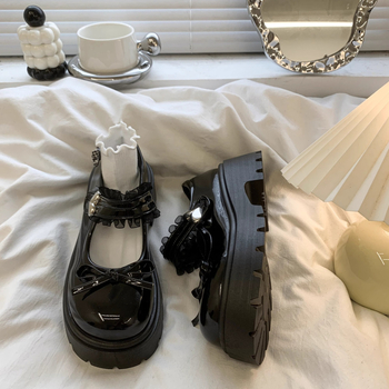 Britiško stiliaus Mary Jane bateliai su sijonu moterims 2025 m. vasaros nauji apvalūs pirštai, lankelis, storas kulnas, storas padas moterims