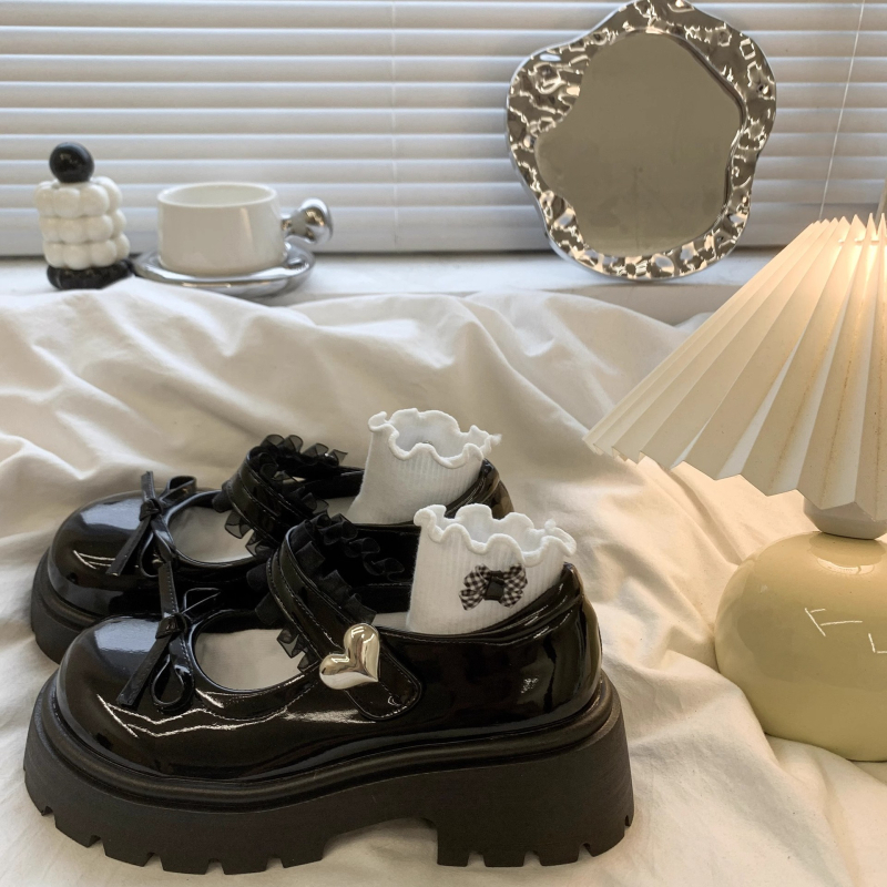 Britiško stiliaus Mary Jane bateliai su sijonu moterims 2025 m. vasaros nauji apvalūs pirštai, lankelis, storas kulnas, storas padas moterims