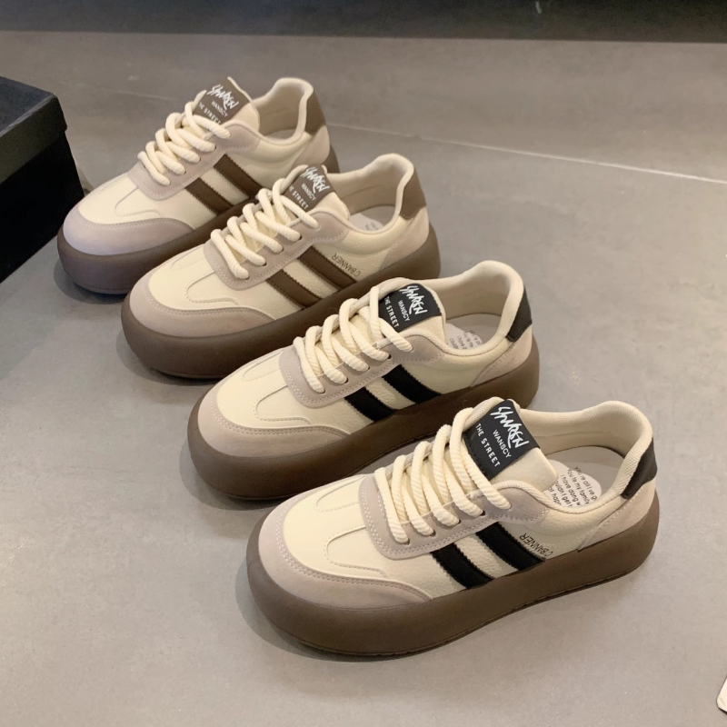 Pantofi sport pentru femei, design Gan De, primăvara și toamna 2025, pantofi noi cu talpă groasă, respirabil, la modă, Joker, albi