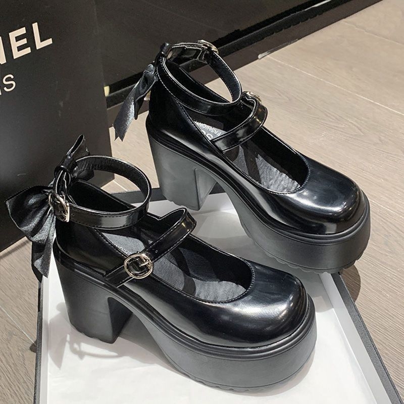 „Spice Girls“ balti aukštakulniai moteriški 2025 m. pavasario nauji vandeniui atsparūs platforminiai aukštakulniai, didėjantys, saldūs lankeliai, maži odiniai „Mary Jane“ bateliai.