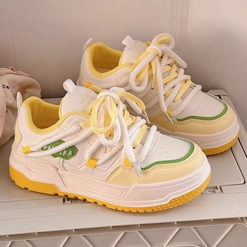 Meiteņu zema augšdaļas dēļu apavi 2025. gada pavasarim un rudenim Jauni ikdienas apavi Vienslāņa apavi Studentu apavi Mežģīņu aizdare Neslīdoši Vidējiem un lieliem bērniem Moderna mīksta zole