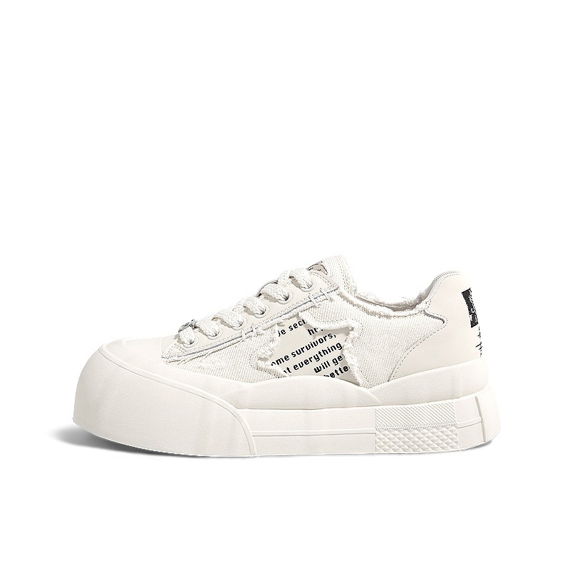 Storapadžiai drobiniai moteriški batai 2025 m. vasarai, naujo stiliaus balti moteriški batai, kvėpuojantys ir universalūs sportbačiai, laisvalaikio sportiniai batai, skirti paaukštinamiems batams