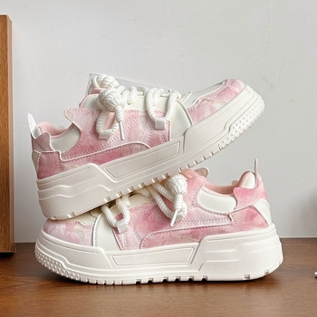 Νέα μόδα 2025 Αθλητικά και casual γυναικεία παπούτσια με χοντρές σόλες, ευέλικτα λευκά παπούτσια με στρογγυλή μύτη, γυναικεία αθλητικά παπούτσια που αυξάνουν το ύψος