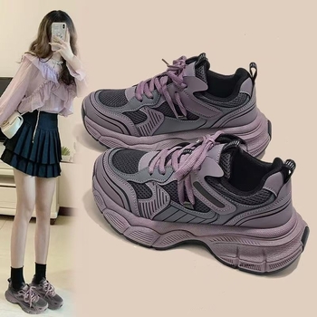 Populiarūs, karštai parduodami violetiniai tėčio batai moterims 2025 m. rudens ir žiemos tarpvalstybiniai didmeniniai storapadžiai universalūs laisvalaikio sportiniai batai