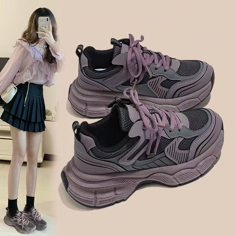 Pantofi sport casual versatile cu talpă groasă, populari și vânduți la modă, pentru femei, culoare mov, 2025, toamnă și iarnă, vânzare transfrontalieră, en-gros