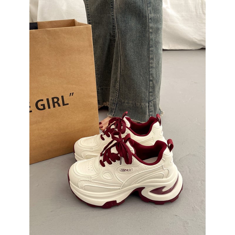 Pantofi sport damă cu talpă groasă și platformă în stil Hong Kong, populari, pentru femei, care cresc în înălțime, adidași casual versatili pentru primăvara și toamna 2025