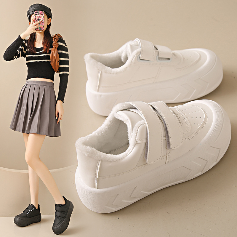 Moteriški bateliai su velcro platforma, 2024 m. pavasario ir rudens nauji universalūs „preppy“ stiliaus juodi bateliai su didelėmis pirštais