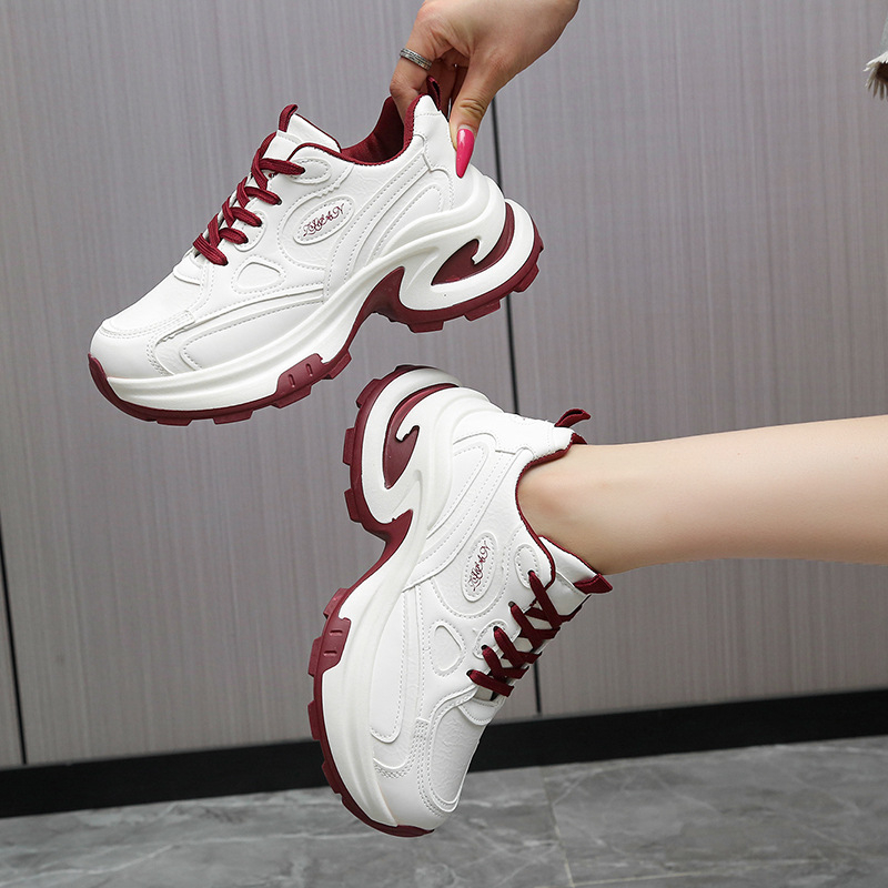 „Ankora“ raudoni storapadiai moteriški bateliai tėčiams, 2025 m. pavasario nauji universalūs, mažo dydžio, ūgį didinantys laisvalaikio sportiniai bateliai.