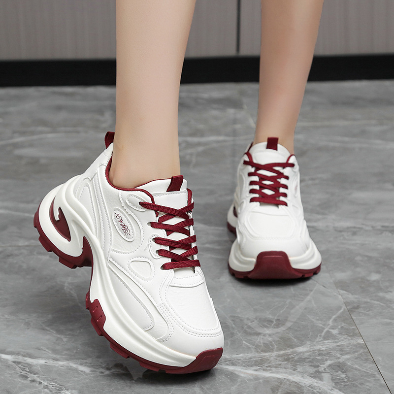 „Ankora“ raudoni storapadiai moteriški bateliai tėčiams, 2025 m. pavasario nauji universalūs, mažo dydžio, ūgį didinantys laisvalaikio sportiniai bateliai.