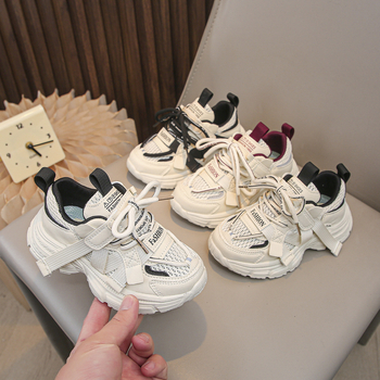 Vaikiški laisvalaikio sportiniai bateliai 2025 m. vasaros nauji mergaičių mados tėčio batai berniukams su Velcro užsegimu