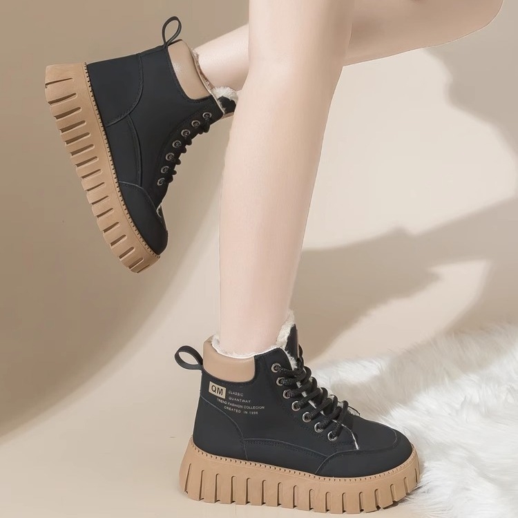 2025 m. rudens ir žiemos nauji universalūs vilnos pamušalu medvilniniai batai moteriški batai britiško stiliaus Martin moteriški batai trumpi batai storapadžiai sniego batai