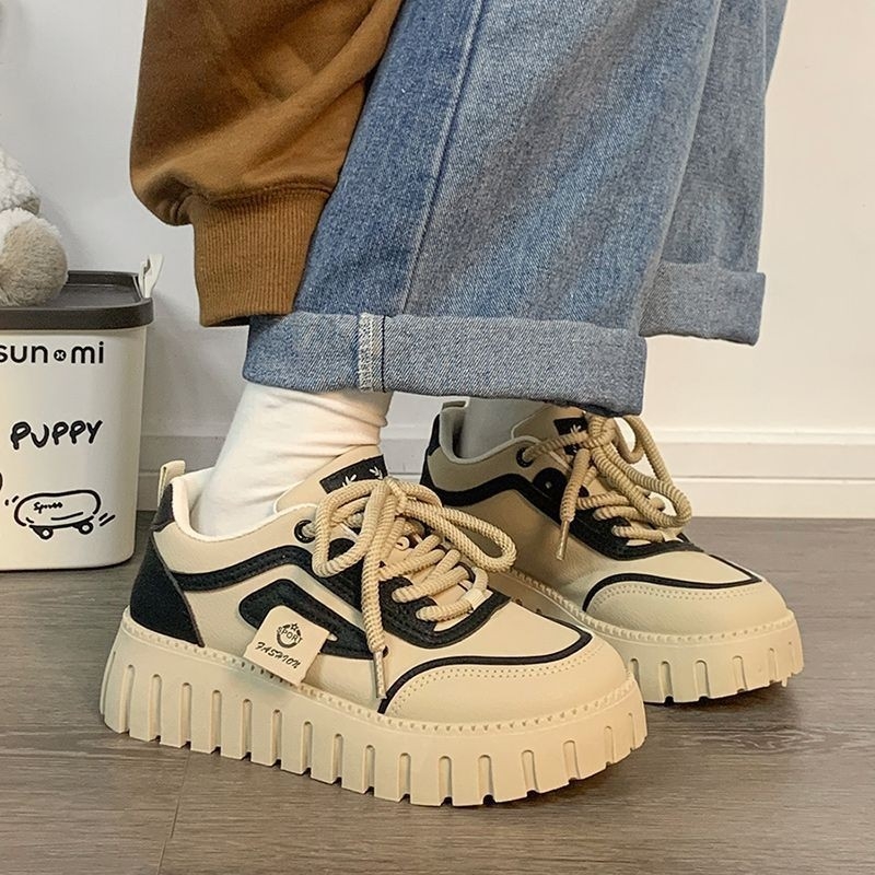 Batai moterims, storapadžiai, aukštį keliantys batai, madingi, universalūs, aukštos kokybės balti batai, internete garsūs madingi laisvalaikio batai