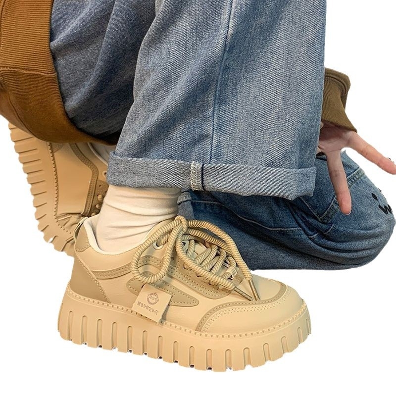 Batai moterims, storapadžiai, aukštį keliantys batai, madingi, universalūs, aukštos kokybės balti batai, internete garsūs madingi laisvalaikio batai