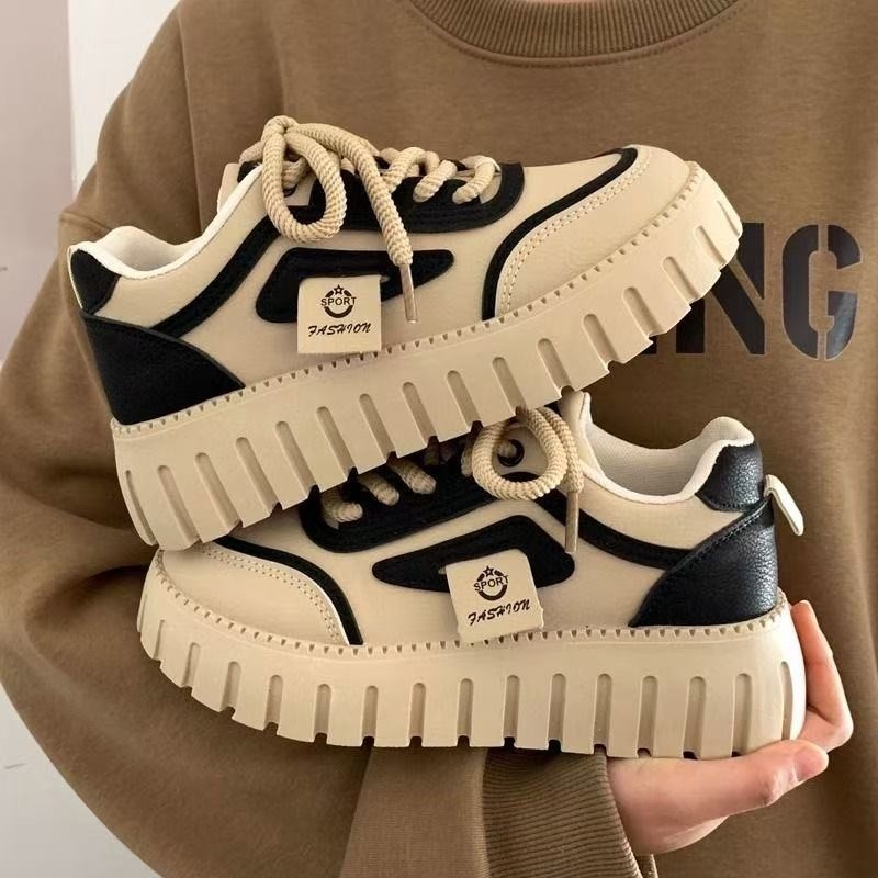 Batai moterims, storapadžiai, aukštį keliantys batai, madingi, universalūs, aukštos kokybės balti batai, internete garsūs madingi laisvalaikio batai