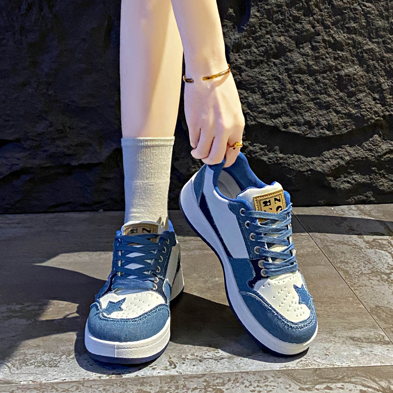 Nišinio dizaino storapadžiai nėrinių statybiniai blokeliai, žvaigždės formos batai, stiliaus sportiniai laisvalaikio batai, korėjietiška versija, universalūs žvaigždės formos batai, sportbačiai