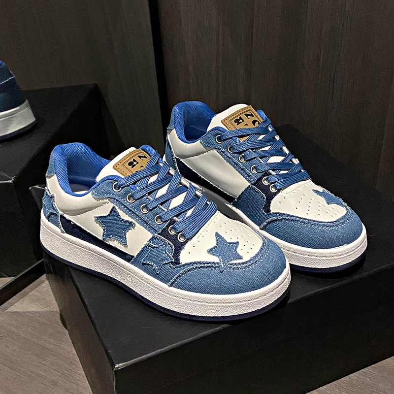 Nišinio dizaino storapadžiai nėrinių statybiniai blokeliai, žvaigždės formos batai, stiliaus sportiniai laisvalaikio batai, korėjietiška versija, universalūs žvaigždės formos batai, sportbačiai