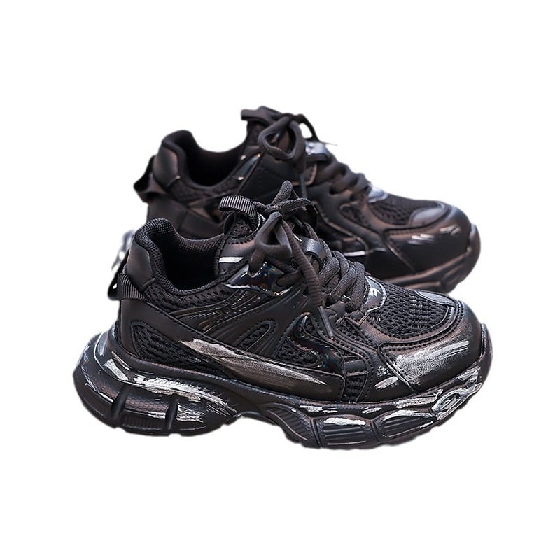 Vaikiški batai 2025 m. pavasario ir rudens nauji mergaičių sportiniai batai, tinkliniai, kvėpuojantys, seni retro stiliaus berniukiški tėčių batai, tiesioginis pristatymas