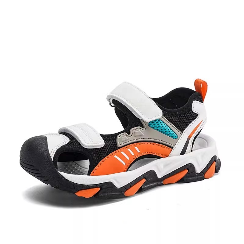Pārrobežu bērnu sandales ar Velcro aizdari zēniem, jaunas vasaras Baotou mīkstās zoles zēnu sporta pludmales apavi, lieli bērnu apavi