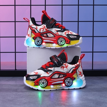 Παιδικά Φωτεινά Παπούτσια για Αγόρια, Casual Παπούτσια Κινούμενων Σχεδίων, Άνοιξη και Φθινόπωρο, Παπούτσια για Νήπια, Δερμάτινα, Πολυχρηστικά Παιδικά Αθλητικά Παπούτσια