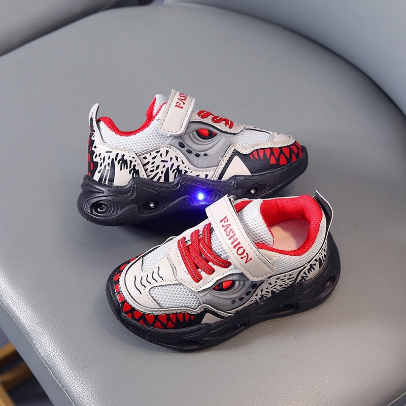 Pavasario ir rudens nauji vaikiški sportbačiai su odiniais LED šviestuvais, 1-6 metų berniukų sportiniai laisvalaikio bateliai