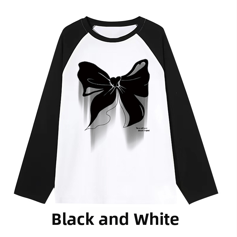 Dámske tričko s dlhým rukávom a kontrastným prešívaním z čistej bavlny vo veľkých veľkostiach, 24 jarných a jesenných nových ležérnych voľných topov