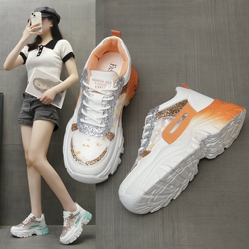 Sportbačiai, viengubi moteriški batai, 2024 m. nauji korėjietiški laisvalaikio bateliai, kvėpuojantys, tinkleliai, stori apatiniai, plokšti, tėčio batai