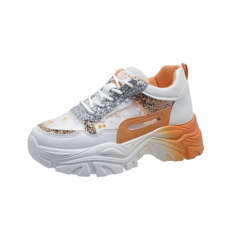 Sportbačiai, viengubi moteriški batai, 2024 m. nauji korėjietiški laisvalaikio bateliai, kvėpuojantys, tinkleliai, stori apatiniai, plokšti, tėčio batai