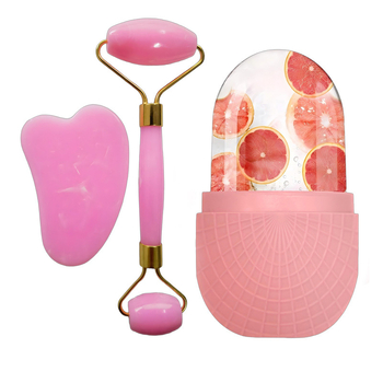 Tarpvalstybinis veido ledo dėklas, masažo lazdelė, dvigalvis veido stūmiklis, veido šveitiklis, širdies formos grandiklis, grožio masažo lenta, masažinis volelis, yra sandėlyje.