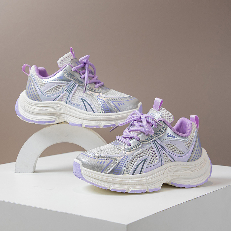 Mergaičių sportiniai bateliai 2025 m. Nauji rudens tinklelio kvėpuojantys berniukiški bėgimo bateliai minkštu padu, vaikiški laisvalaikio bateliai tėčiams, madingi