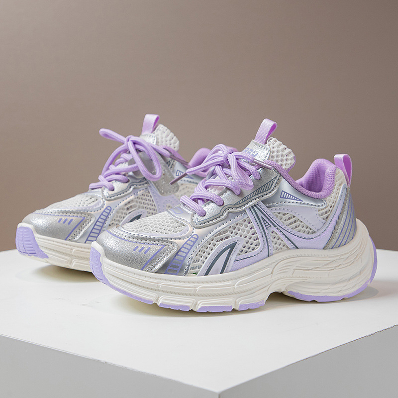 Mergaičių sportiniai bateliai 2025 m. Nauji rudens tinklelio kvėpuojantys berniukiški bėgimo bateliai minkštu padu, vaikiški laisvalaikio bateliai tėčiams, madingi