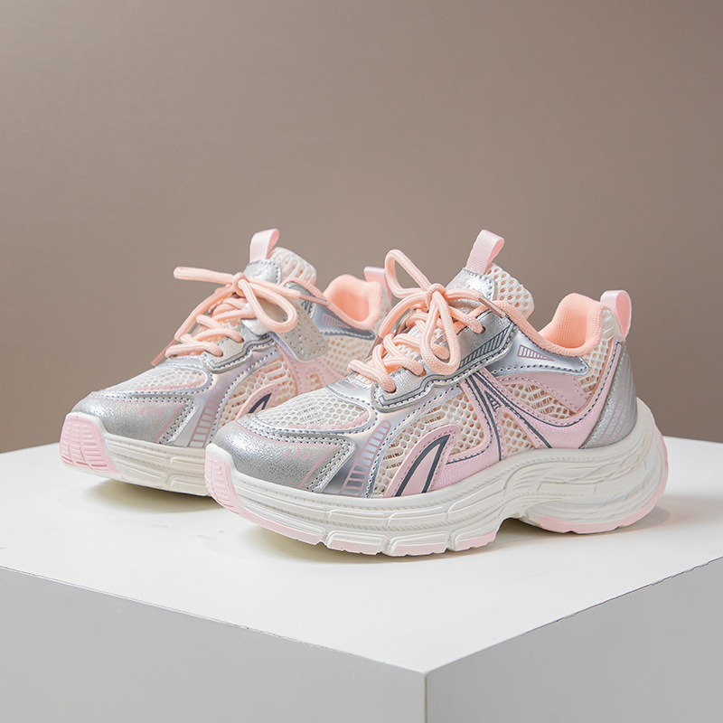 Mergaičių sportiniai bateliai 2025 m. Nauji rudens tinklelio kvėpuojantys berniukiški bėgimo bateliai minkštu padu, vaikiški laisvalaikio bateliai tėčiams, madingi