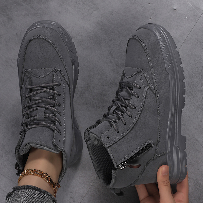 Nauji vasariniai porų stiliaus aukštakulniai storapadžiai laisvalaikio batai vyrams, lauko užtrauktuku užsegami trumpi aulinukai, užsegami užsegami bateliai