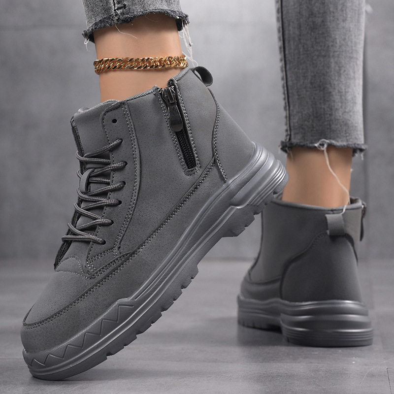 Nauji vasariniai porų stiliaus aukštakulniai storapadžiai laisvalaikio batai vyrams, lauko užtrauktuku užsegami trumpi aulinukai, užsegami užsegami bateliai