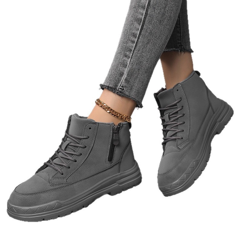 Nauji vasariniai porų stiliaus aukštakulniai storapadžiai laisvalaikio batai vyrams, lauko užtrauktuku užsegami trumpi aulinukai, užsegami užsegami bateliai