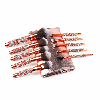 „Explosions HD10“ deimantais inkrustuotų makiažo šepetėlių rinkinys, „Pu bag spot“ kūrybingi birūs pudros akių šešėlių šepetėliai, grožio makiažo įrankiai užsienio prekybai