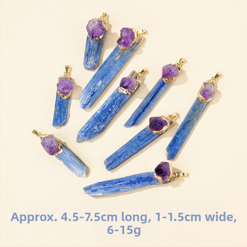Трансграничен естествен кристален кианит дълъг медальон с неправилен кристал, аксесоари за колие на едро