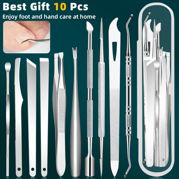 Λίμα νυχιών από ανοξείδωτο ατσάλι, σε απόθεμα, ατσάλινο pusher, λίμα νυχιών, πιρούνι για πετσάκια, εργαλείο μανικιούρ για πεντικιούρ δέκα τεμαχίων