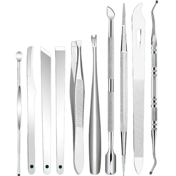 Λίμα νυχιών από ανοξείδωτο ατσάλι, σε απόθεμα, ατσάλινο pusher, λίμα νυχιών, πιρούνι για πετσάκια, εργαλείο μανικιούρ για πεντικιούρ δέκα τεμαχίων