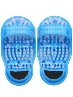 Μπλε παπούτσια για νωχελικά πόδια, παπούτσια για μπάνιο, πλύσιμο ποδιών, παντόφλες μασάζ, ηφαιστειακή πέτρα, πέτρες για τρίψιμο ποδιών, βούρτσα