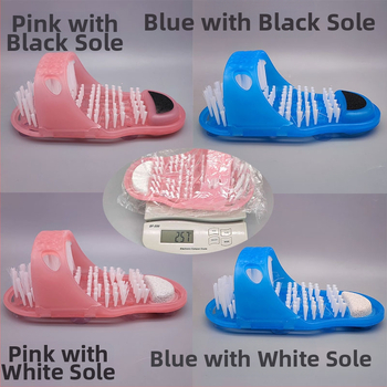 Μπλε παπούτσια για νωχελικά πόδια, παπούτσια για μπάνιο, πλύσιμο ποδιών, παντόφλες μασάζ, ηφαιστειακή πέτρα, πέτρες για τρίψιμο ποδιών, βούρτσα