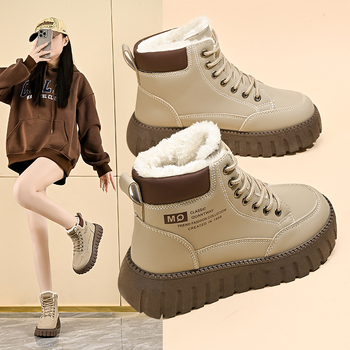 Žieminiai, vilnos pamušalu dengti, aukšti moteriški Martins batai, korėjietiško stiliaus, universalūs, sustorinti, šilti, medvilnės pamušalu, platforminiai, laisvalaikio batai, trumpi batai, sniego batai